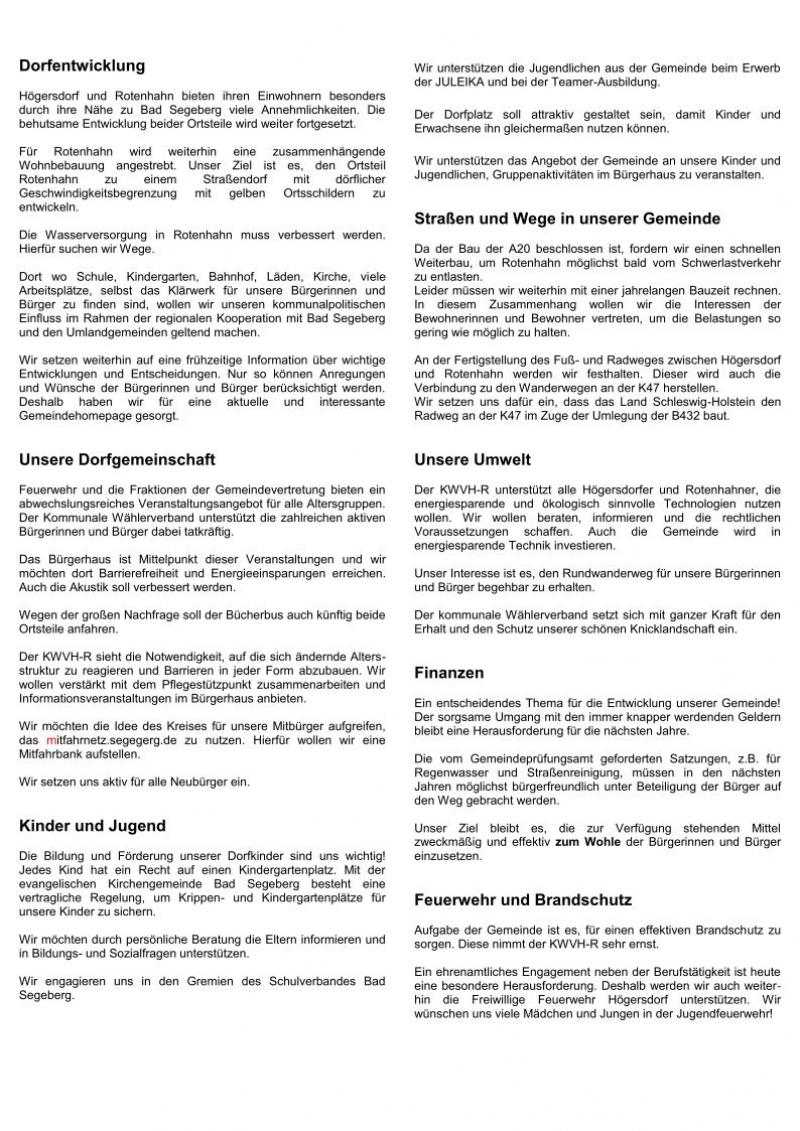 Bild: Wahlprogramm f&uuml;r die kommenden 5 Jahre